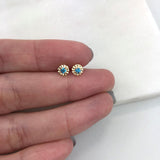 18K Gold Layered Oro Laminado Blue Cubic Zirconia Plug Kids Earrings Wholesale 21.0067/6