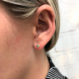 18K Gold Layered Oro Laminado Blue Cubic Zirconia Plug Kids Earrings Wholesale 21.0067/6
