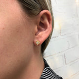 18K Gold Layered Oro Laminado Clear Cubic Zirconia Flower Design Kids Plugs Earrings Wholesale 21.0069/1