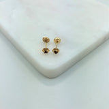 18K Gold Layered Oro Laminado White or Red Cubic Zirconia Flower Design Plugs Kids Earrings 21.0075/1/3