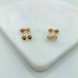 18K Gold Layered Oro Laminado White or Red Cubic Zirconia Flower Design Plugs Kids Earrings 21.0075/1/3