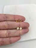 18K Gold Layered Oro Laminado White or Red Cubic Zirconia Flower Design Plugs Kids Earrings 21.0075/1/3