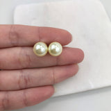 18K Gold Layered Oro Laminado 10mm Simulated Pearl Stud Earrings 21.0076/92