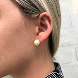 18K Gold Layered Oro Laminado 10mm Simulated Pearl Stud Earrings 21.0076/92