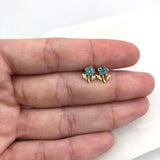 18K Gold Layered Oro Laminado Flower Design, Blue Cubic Zirconia, Plugs Kids Earrings Wholesale 21.0079/6