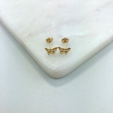 18K Gold Layered Oro Laminado butterfly design, Plugs Kids Earrings Whosale 21.0091