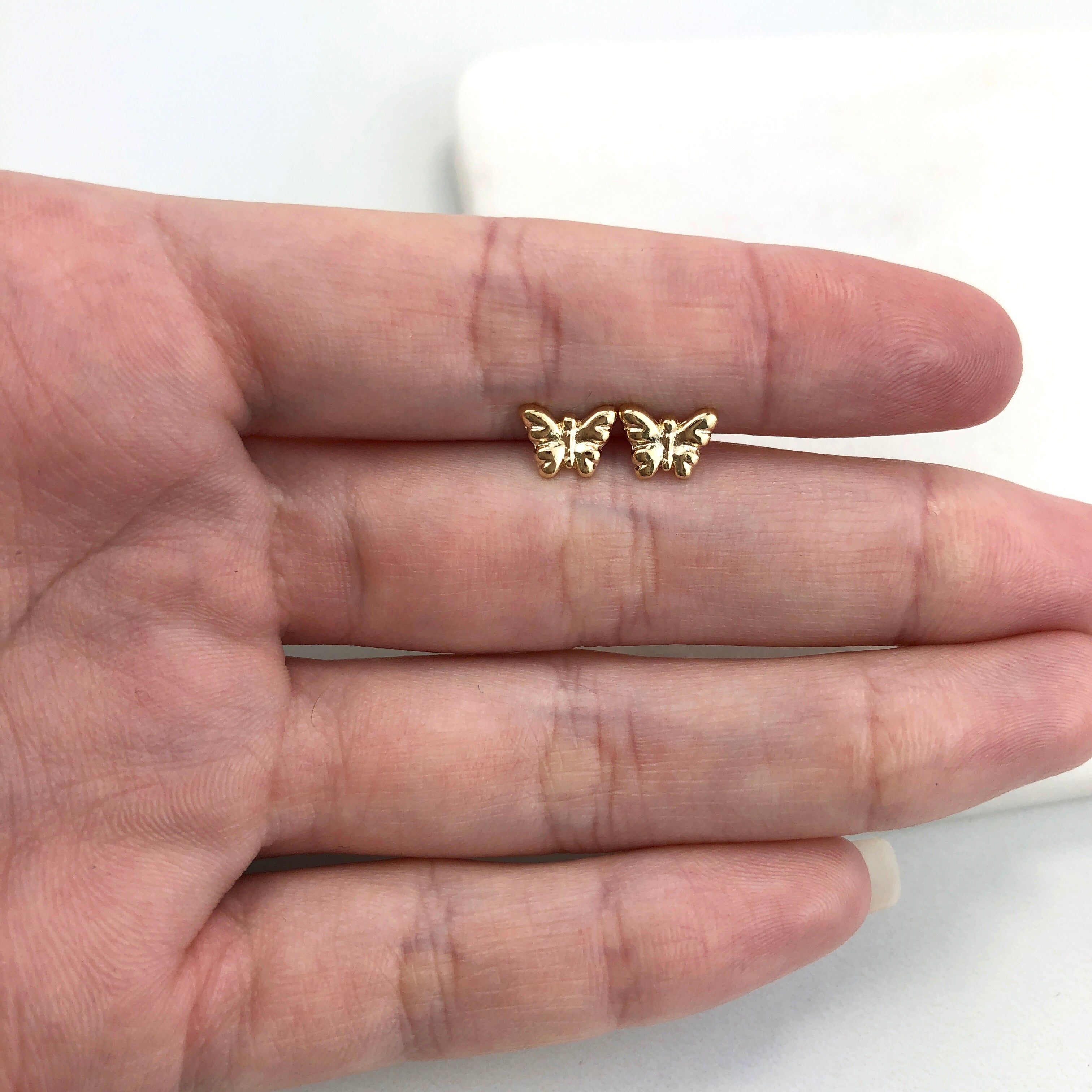 18K Gold Layered Oro Laminado butterfly design, Plugs Kids Earrings Whosale 21.0091