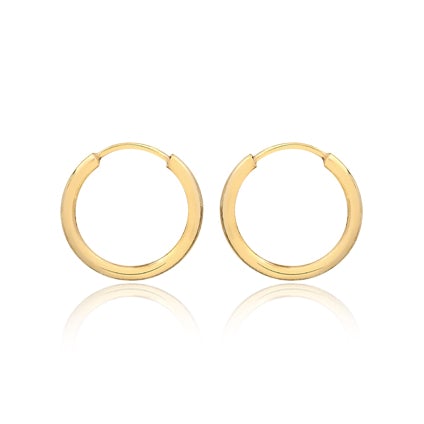 18K Gold Layered Oro Laminado 13mm Endless-loop Hoops Wholesale 21.0092