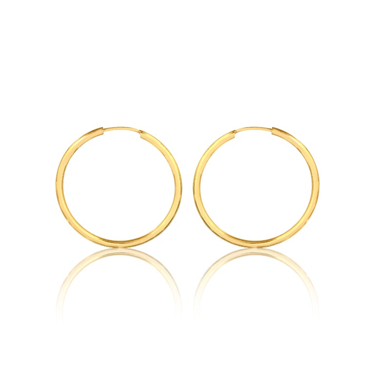 18K Gold Layered Oro Laminado 23 mm Endless-Loop Hoops 21.0093