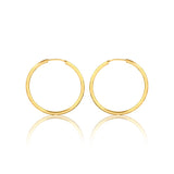 18K Gold Layered Oro Laminado 23 mm Endless-Loop Hoops 21.0093