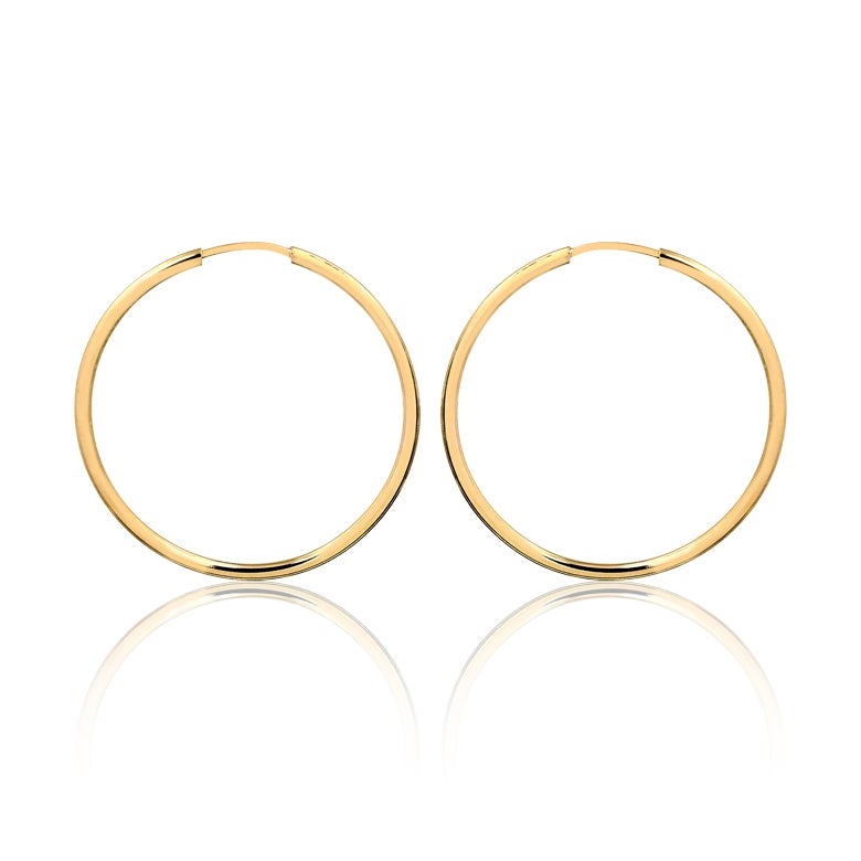 18K Gold Layered Oro Laminado 28mm Endless-Loop Hoops Wholesale 21.0094