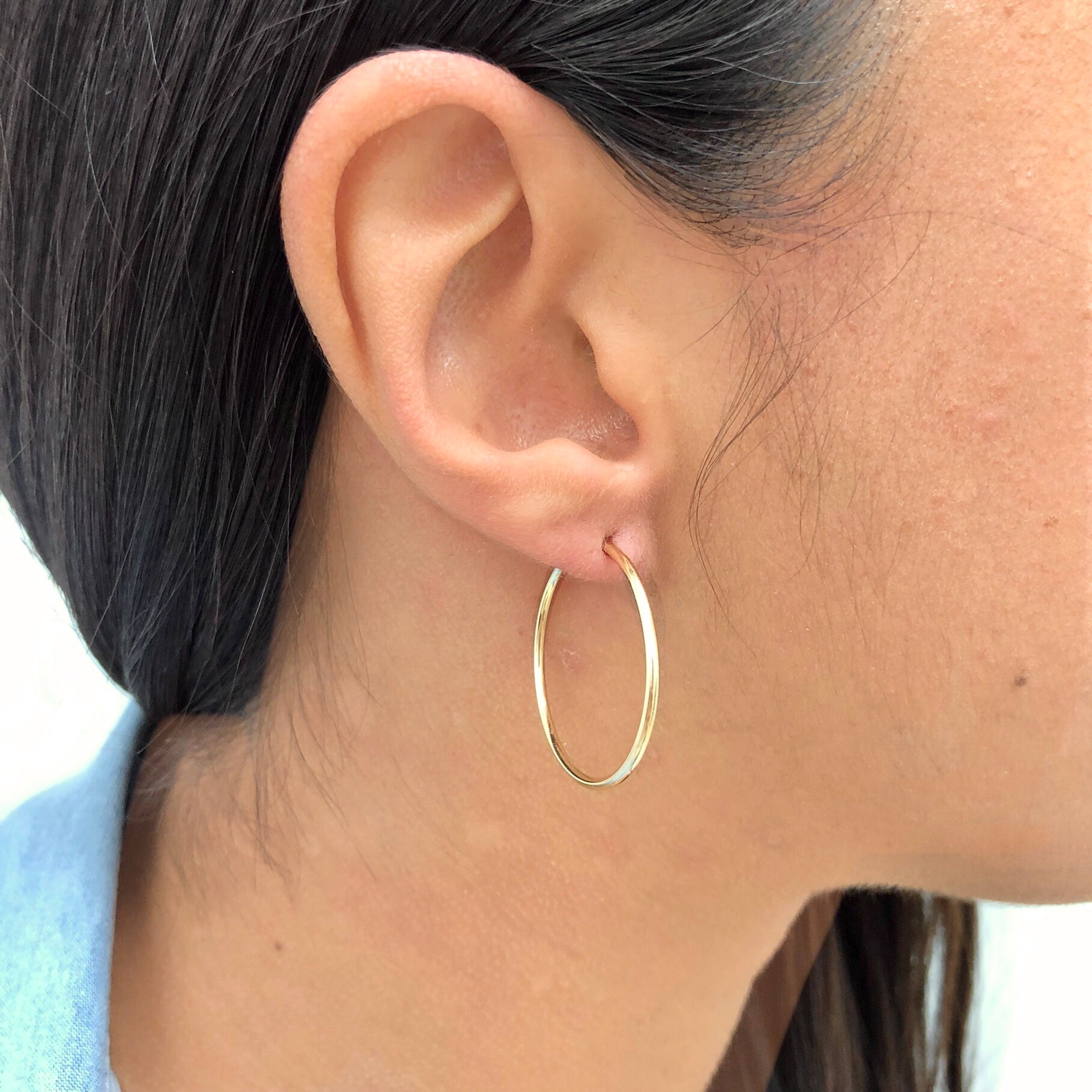 18K Gold Layered Oro Laminado 28mm Endless-Loop Hoops Wholesale 21.0094