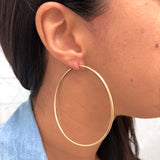 18K Gold Layered Oro Laminado 50 mm Double Texturized Twisted Hoops Wholesale 21.0241