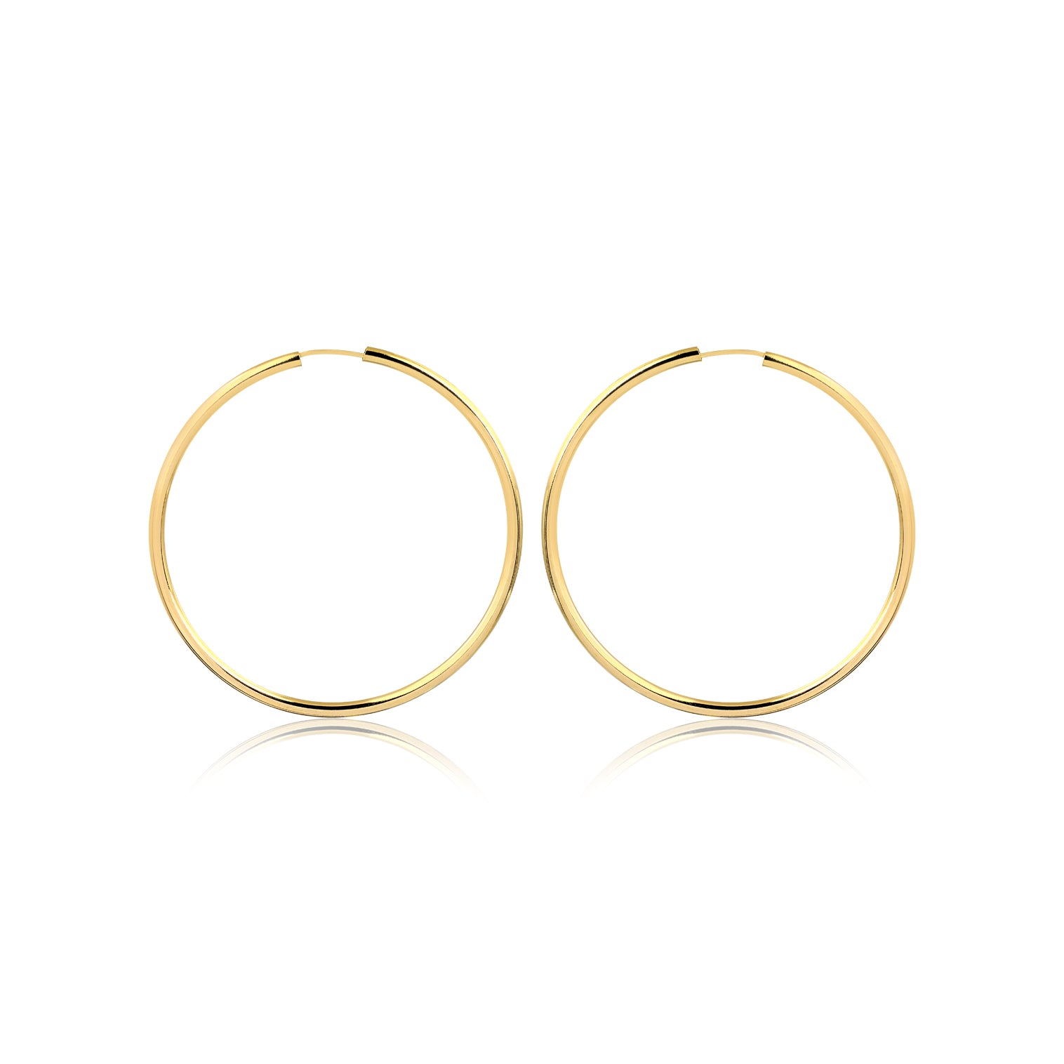 18K Gold Layered Oro Laminado 50mm Endless-Loop Hoops Earrings 21.0098