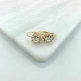 18K Gold Layered Oro Laminado Assorted Colors Flower Design Leverback Earrings 21.0108/1/2/3 (More Colors)