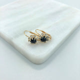 18K Gold Layered Oro Laminado Assorted Colors Flower Design Leverback Earrings 21.0108/1/2/3 (More Colors)
