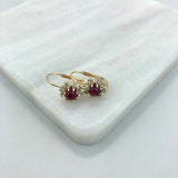 18K Gold Layered Oro Laminado Assorted Colors Flower Design Leverback Earrings 21.0108/1/2/3 (More Colors)