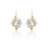18K Gold Layered Oro Laminado Assorted Colors Flower Design Leverback Earrings 21.0108/1/2/3 (More Colors)