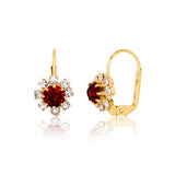 18K Gold Layered Oro Laminado Assorted Colors Flower Design Leverback Earrings 21.0108/1/2/3 (More Colors)