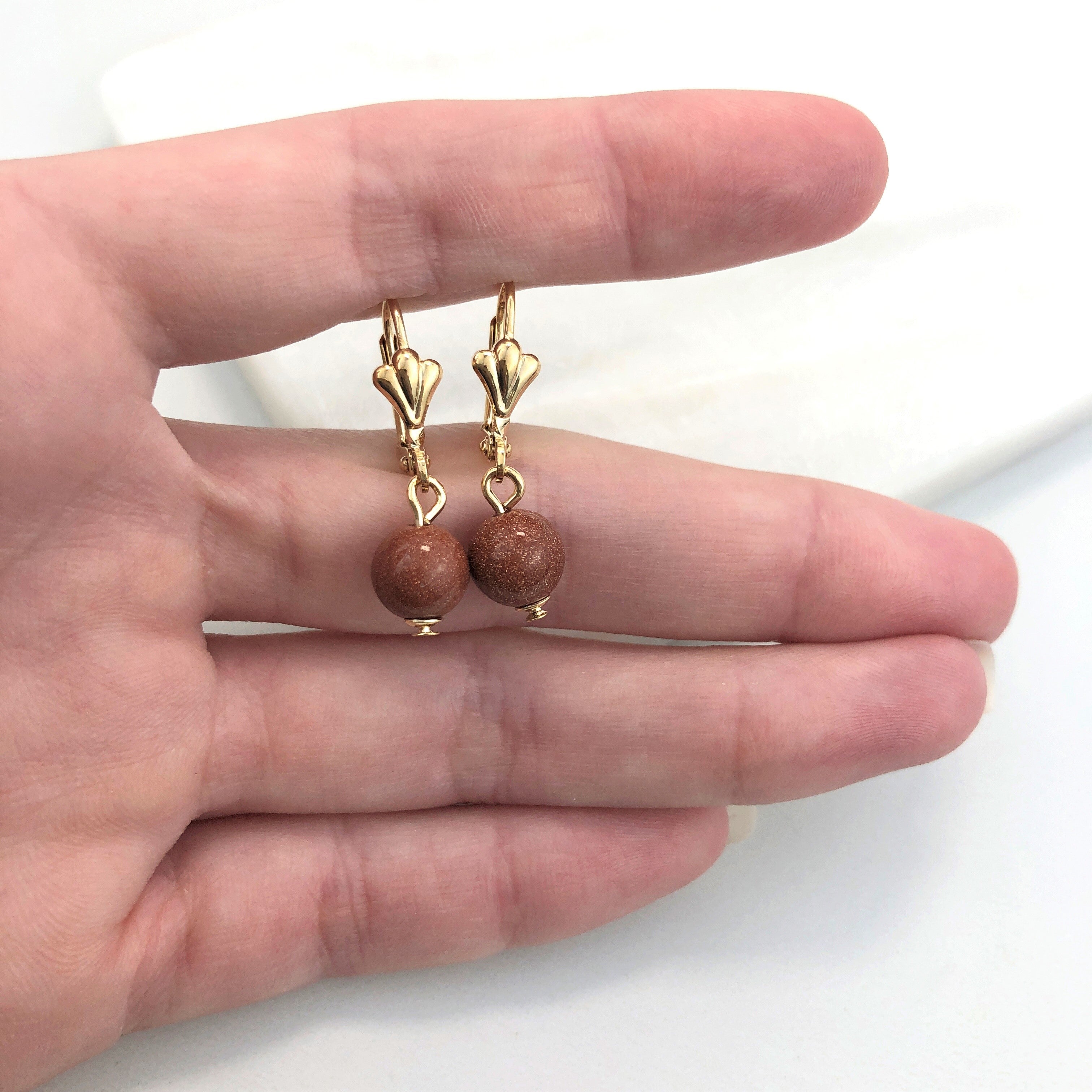 18K Gold Layered Oro Laminado Venturina Lever Back Earrings 21.0112/16