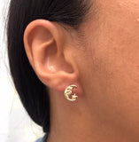 18K Gold Layered Oro Laminado Moon Star Plugs Kids Earrings Wholesale 21.0114