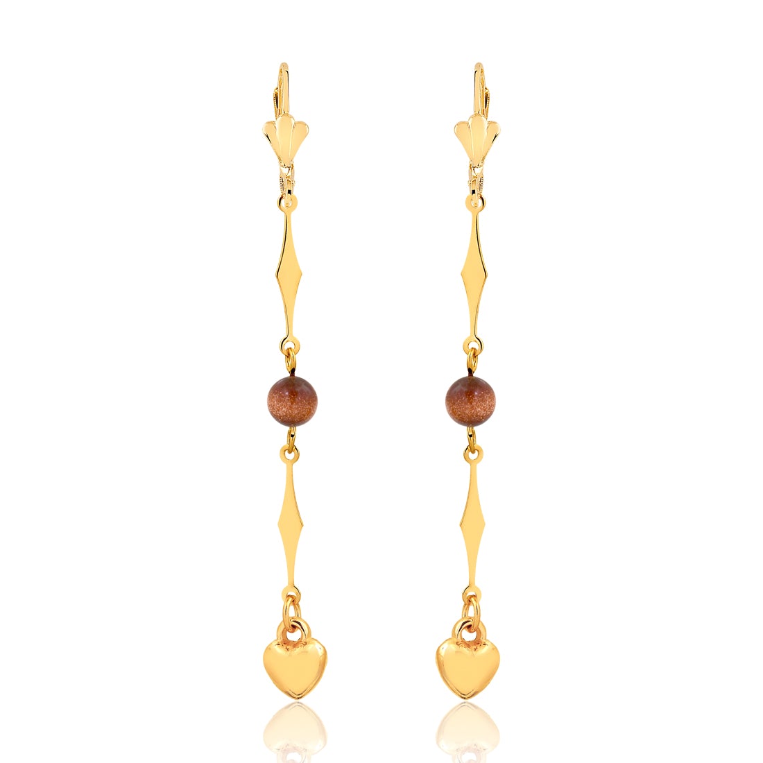 18K Gold Layered Oro Laminado Venturina Drop Dangle Earrings 21.0115/16