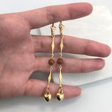 18K Gold Layered Oro Laminado Venturina Drop Dangle Earrings 21.0115/16