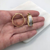 18K Gold Layered Oro Laminado 50 mm Double Texturized Twisted Hoops Wholesale 21.0241