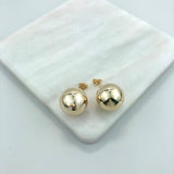 18K Gold Layered Oro Laminado 16mm Gold Ball Stud Earrings 21.0119