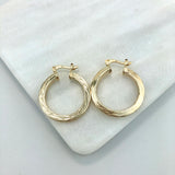 18K Gold Layered Oro Laminado 25mm Twisted Hoops Wholesale 21.0128