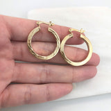 18K Gold Layered Oro Laminado 25mm Twisted Hoops Wholesale 21.0128