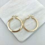 18K Gold Layered Oro Laminado 35mm Twisted Hoops Wholesale 21.0129
