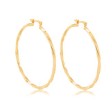 18K Gold Layered Oro Laminado 50 mm Double Texturized Twisted Hoops Wholesale 21.0241