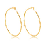 18K Gold Layered Oro Laminado 50 mm Double Texturized Twisted Hoops Wholesale 21.0241