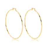 18K Gold Layered Oro Laminado 50 mm Double Texturized Twisted Hoops Wholesale 21.0241