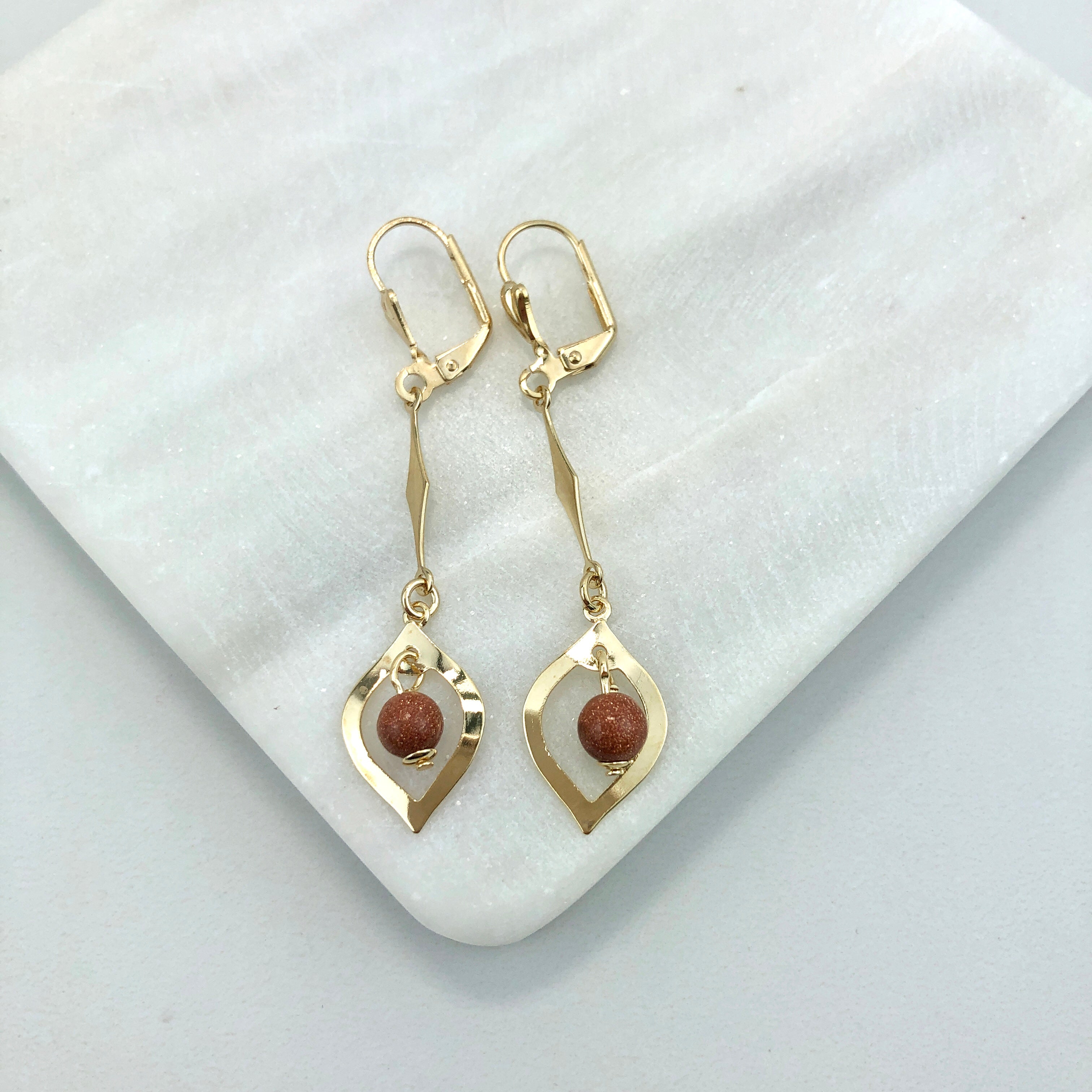 18K Gold Layered Oro Laminado Flower Design, Blue Cubic Zirconia, Plugs Kids Earrings 21.0079/6