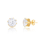 18K Gold Layered Oro Laminado Clear Rhinestone Stud Push Back Earrings 21.0136/1