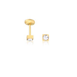 18K Gold Layered Oro Laminado Kids Rhinestone Square Stud Plug Earrings Wholesale 21.0138/1/7