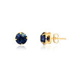 18K Gold Layered Oro Laminado Dark Blue Design Push Back Stud Earrings 21.0140/5