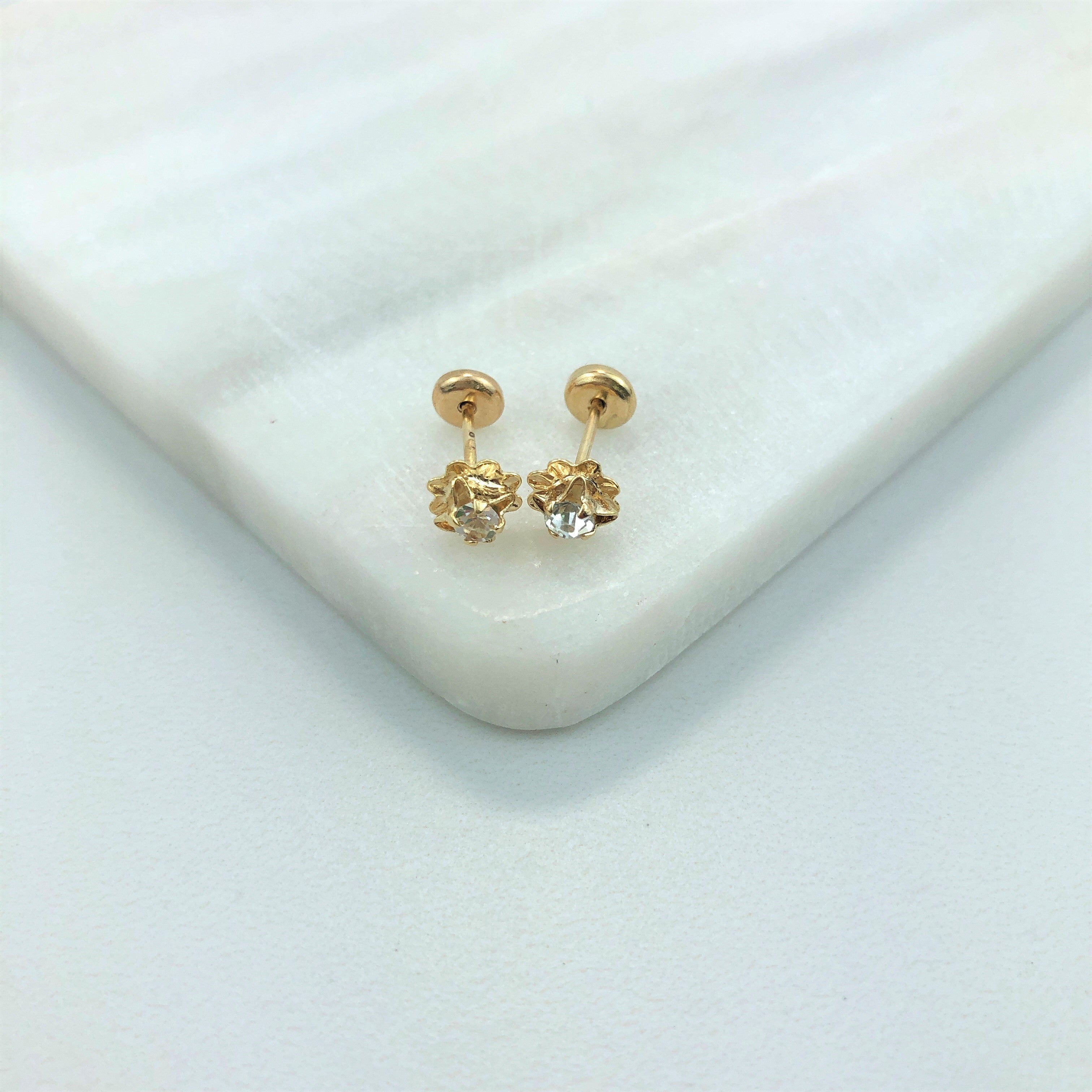 18K Gold Layered Oro Laminado Cubic Zirconia Plugs Kids Earrings With Star Shape Wholesale 21.0153/1/7