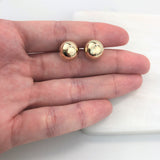 18K Gold Layered Oro Laminado 11 mm Stud Ball Push Back Earrings 21.0161