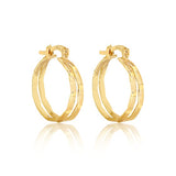 18K Gold Layered Oro Laminado 14 mm Double Layered Textured Hoops Wholesale 21.0169