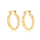 18K Gold Layered Oro Laminado 19 mm Double Layered Textured Hoops Wholesale 21.0170