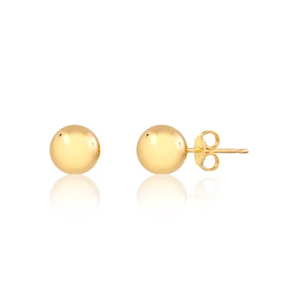 18K Gold Layered Oro Laminado 7mm Stud Ball Push-Back Earrings 21.0171
