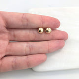 18K Gold Layered Oro Laminado 7mm Stud Ball Push-Back Earrings 21.0171