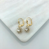 18K Gold Layered Oro Laminado Assorted Colors Flower Design Leverback Earrings 21.0195/1/2/3 (More Colors)