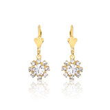18K Gold Layered Oro Laminado Assorted Colors Flower Design Leverback Earrings 21.0195/1/2/3 (More Colors)