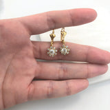 18K Gold Layered Oro Laminado Assorted Colors Flower Design Leverback Earrings 21.0195/1/2/3 (More Colors)