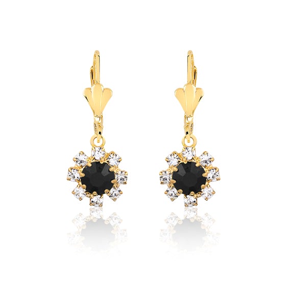 18K Gold Layered Oro Laminado Assorted Colors Flower Design Leverback Earrings 21.0195/1/2/3 (More Colors)