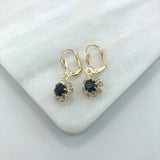 18K Gold Layered Oro Laminado Assorted Colors Flower Design Leverback Earrings 21.0195/1/2/3 (More Colors)